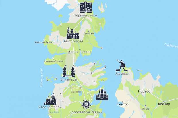 Для фанатов «Игры престолов» выпустили карту Вестероса и Эссоса