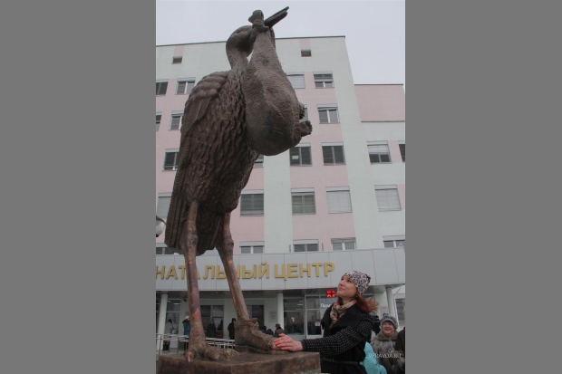 аист перинатальный. аист на областной больнице. ярославский перинатальный центр. памятник аисту. аист перинатальный.
